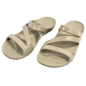 Crocs Kadee II Strappy Beige Neutral Sandals Size 7 Strappy Comfy Slip on